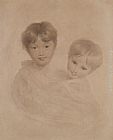 George Canvas Paintings - Portrait Sketch of Two Boys - Possibly George 3rd Marquees Townshend and his Younger Brother Charles